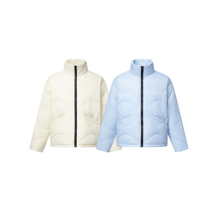 Women's short padded quilted jacket with wave quilting and high stand-up collar Mune Fashion