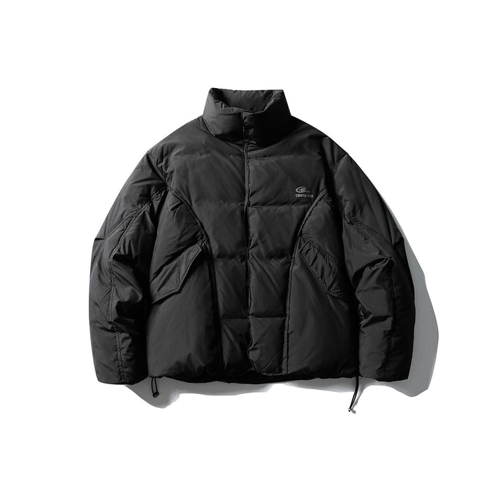 Men's Short Boxy Insulation Jacket with High Standing Collar and Large Flap Pockets Mune Fashion