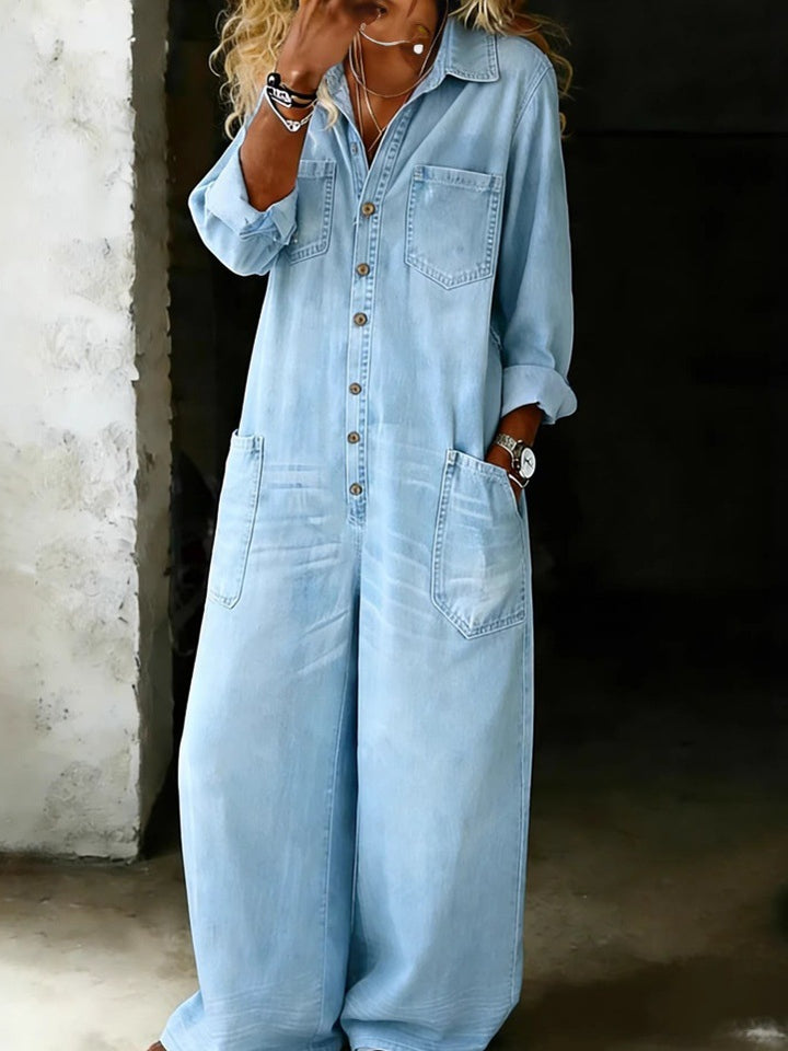 Women's Fashionable Denim Maxi Dress