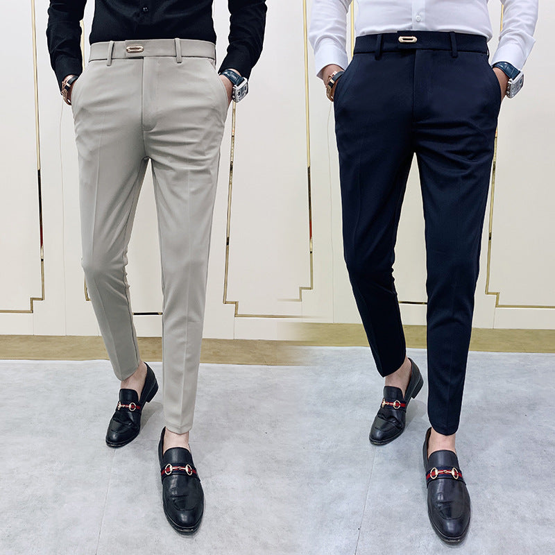 Men's slim suit trousers with crease and elastic waistband Mune Fashion