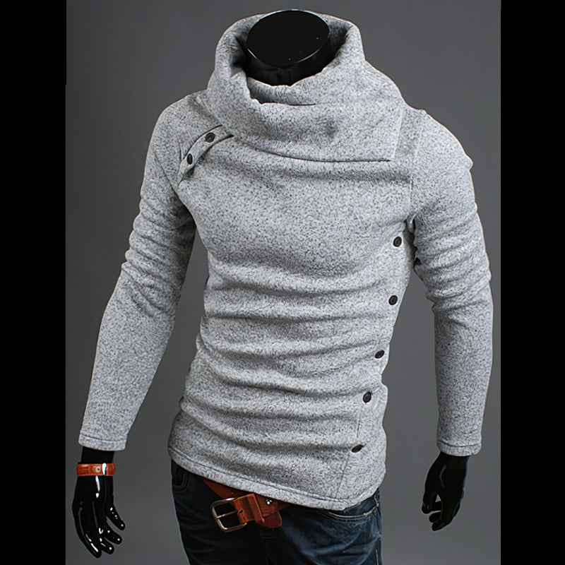 Men's knitted sweater with a large shawl collar, asymmetrical button placket and slim silhouette Mune Fashion
