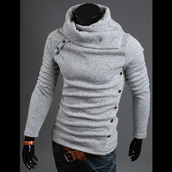 Men's knitted sweater with a large shawl collar, asymmetrical button placket and slim silhouette Mune Fashion