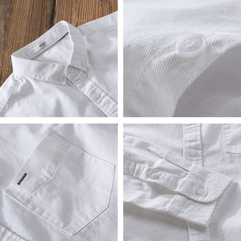 Men's classic button-down oxford shirt made of cotton with a Kent collar, loose fit, and chest pocket Mune Fashion