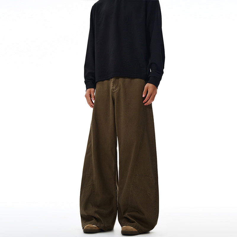 Men Wide-Cut Workwear Palazzo Pants made of sturdy cotton twill with panel seams Mune Fashion