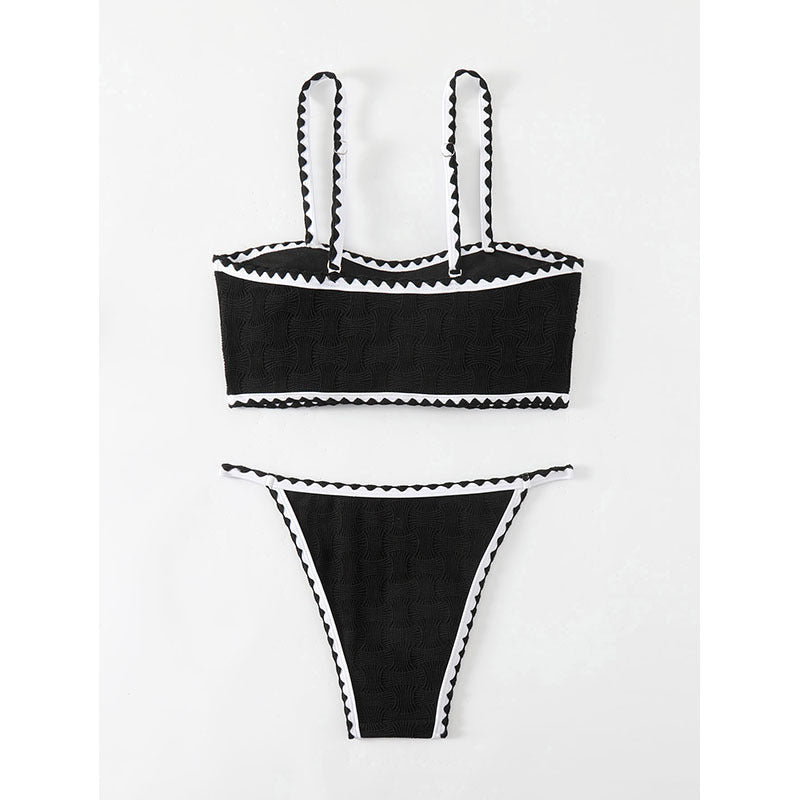 Women's Bandeau Bikini Set with Structure and Contrast Trimmings Mune Fashion
