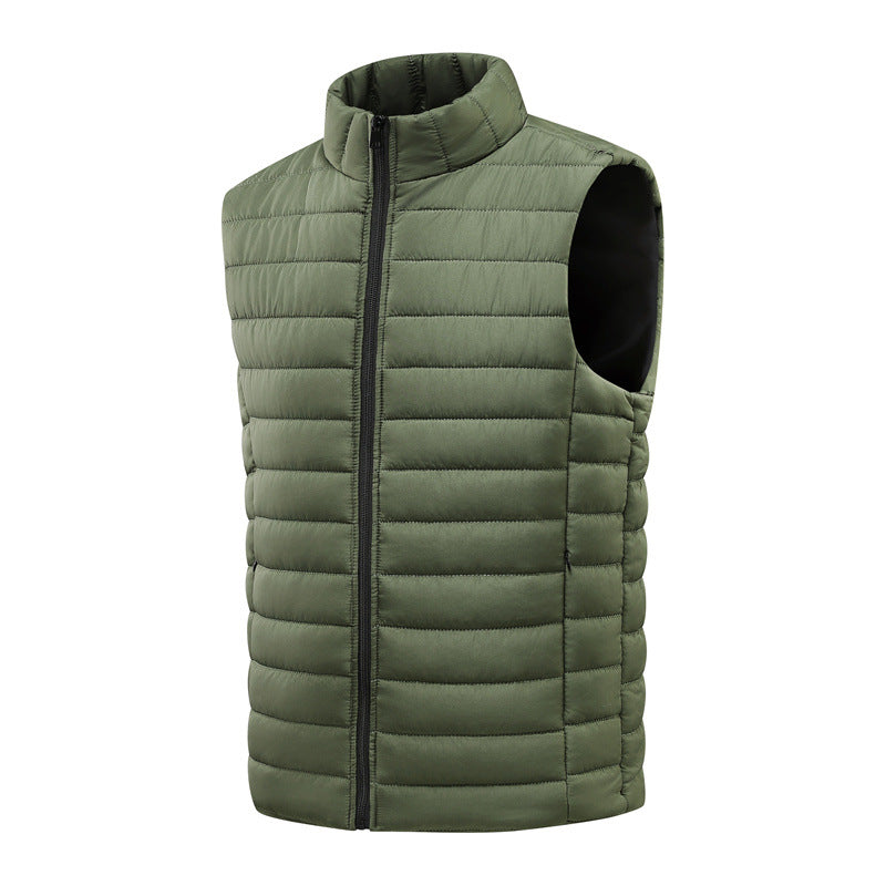 Men's lightweight quilted thermal vest with stand-up collar and full-length zipper Mune Fashion
