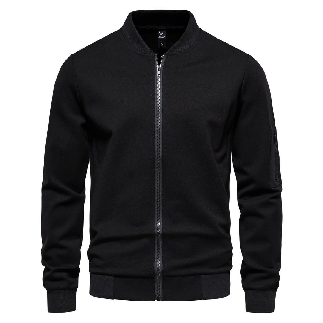 Men's Slim Bomber Jacket with Full Zip, Arm Pocket and Ribbed Cuffs Mune Fashion