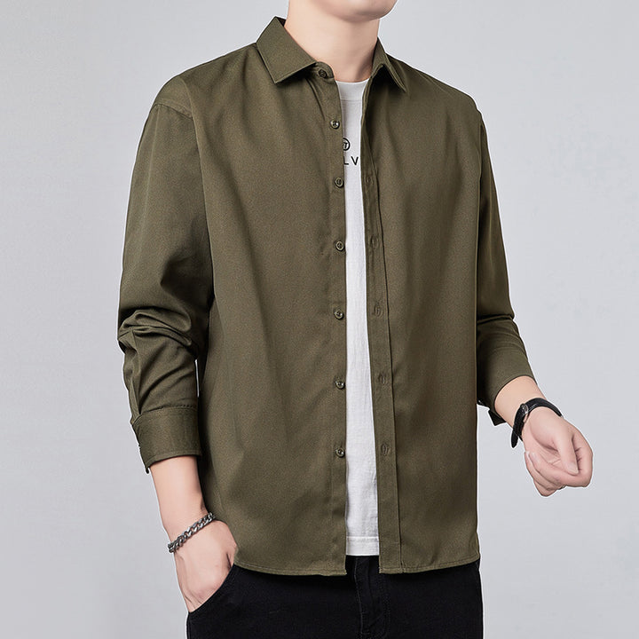 Men's Long Sleeve Shirt with Relaxed Fit and Light Satin Look Mune Fashion