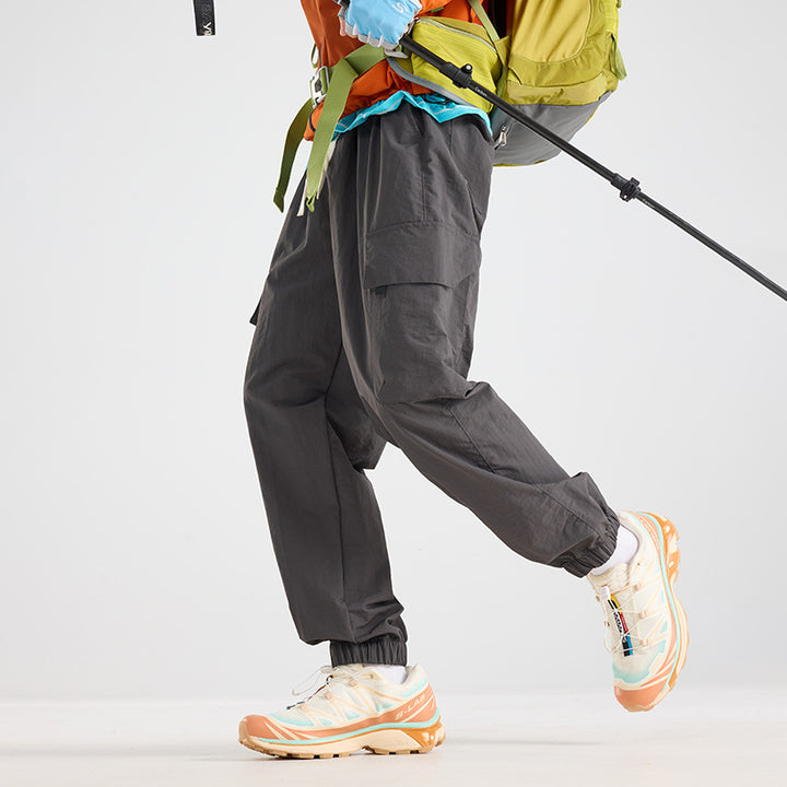 Men's Lightweight Utility Cargo Pants made of Ripstop with Elastic Hem and Multiple Pockets Mune Fashion