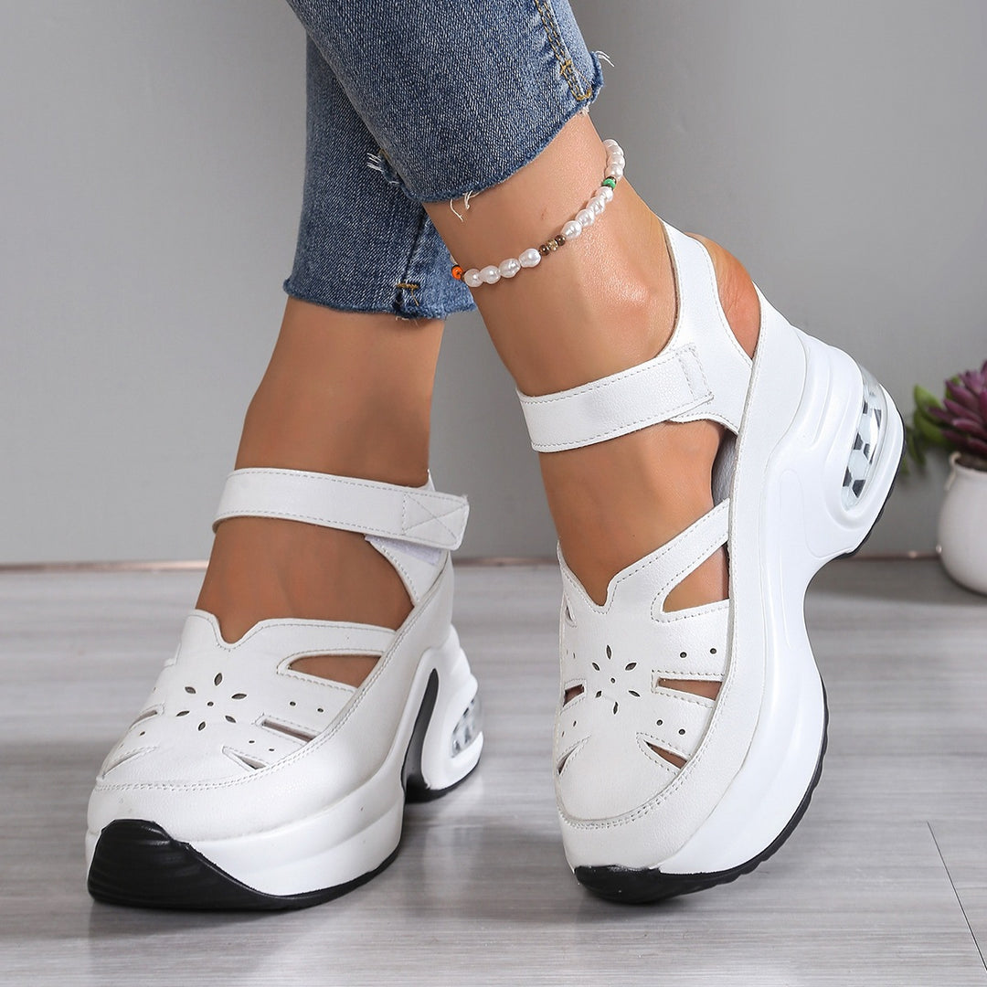 Damen Keil-Sandalen mit luftgepolsterter Sohle und Klettverschluss Mune Fashion