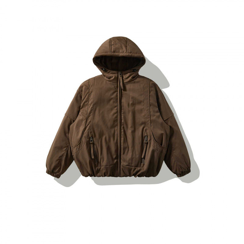 Unisex Oversize Quilted Bomber Jacket with High Hood, Shaped Flap Pockets and Elastic Hem Mune Fashion