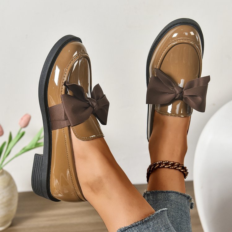 Damen Loafer mit Karo‑Muster und Schleifenapplikation Mune Fashion