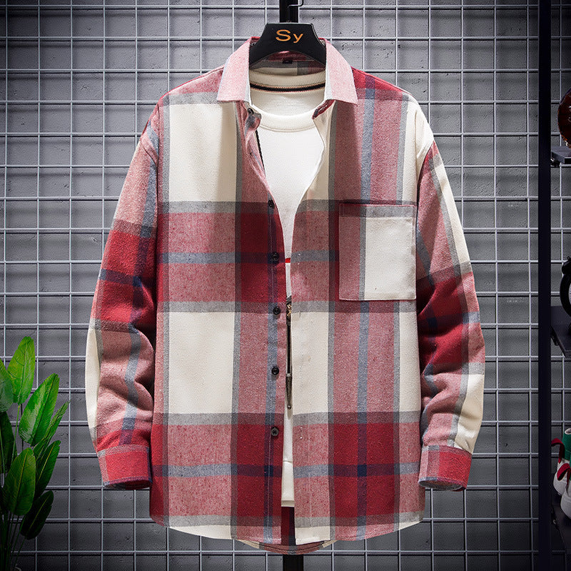 Men's checkered flannel shirt jacket in oversized cut with patch chest pocket Mune Fashion