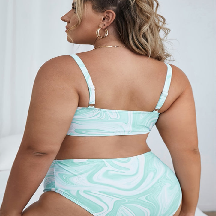 Women's High-Cut Bikini Set with Modern Marble Design Mune Fashion