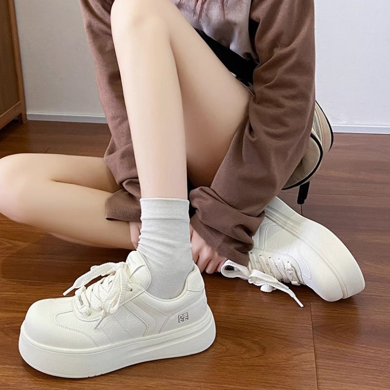 Women's Comfortable Sneakers with Thick Sole and Breathable Upper Material Mune Fashion