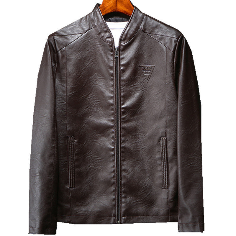 Men's Faux Leather Blouson in Slim Fit with fine texture, stand-up collar and concealed zipper Mune Fashion
