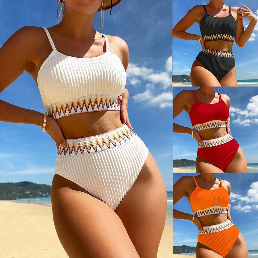 Damen Hochtailliertes Bikini-Set mit raffinierten Plissee-Details Echo Archiv