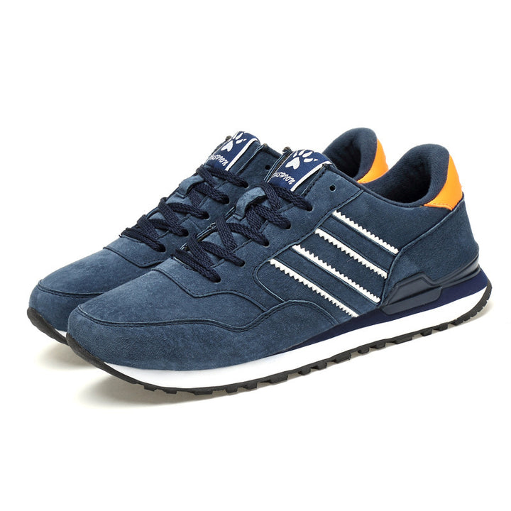 Men's Retro Suede Running Sneakers with Padded Heel Collar and Treaded Rubber Sole Mune Fashion