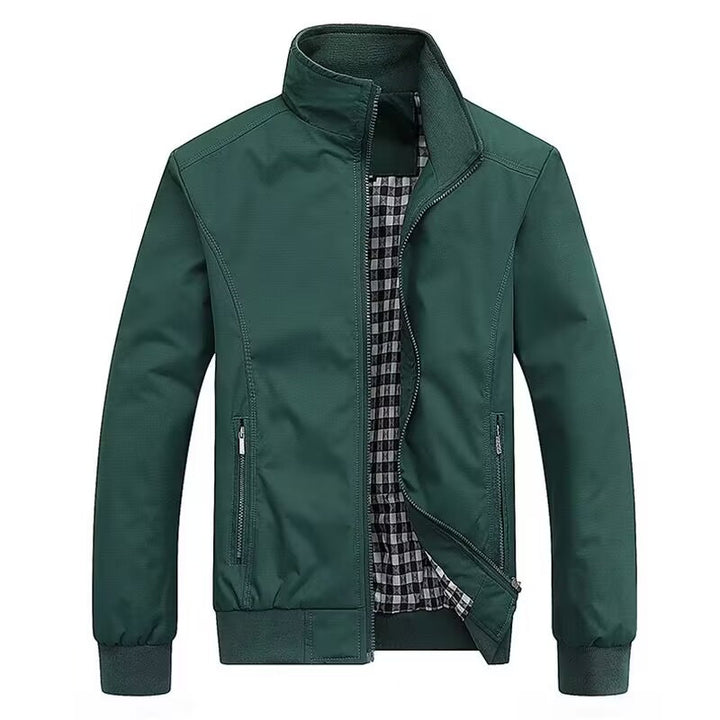 Men's lightweight stand-up collar bomber jacket with checked inner lining and zipper pockets Mune Fashion