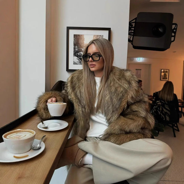 Women's Cozy Faux-Fur Jacket with Soft Lining Mune