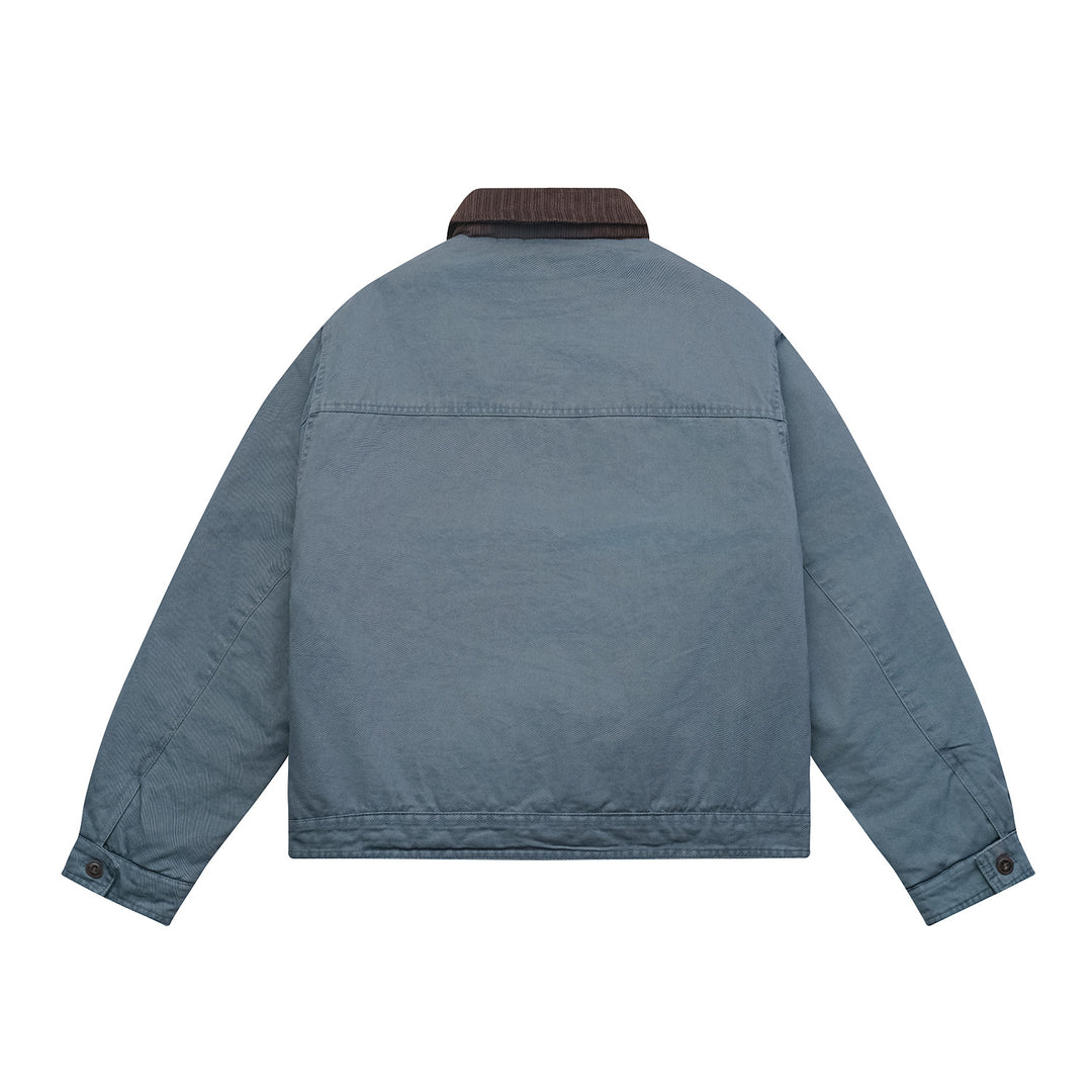 Men's Oversized Canvas Blouson Jacket with Cord Collar and Flap Pockets Mune Fashion