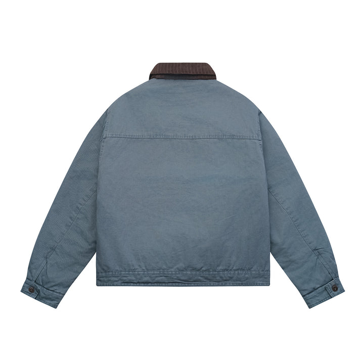 Men's Oversized Canvas Blouson Jacket with Cord Collar and Flap Pockets Mune Fashion