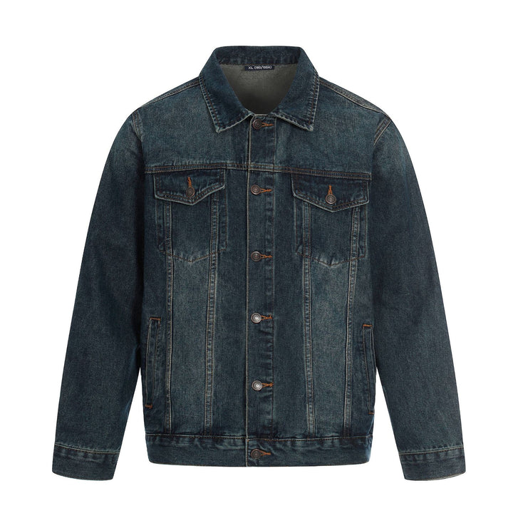 Men's jeans jacket in used effect with flap pockets and straight cut Mune Fashion