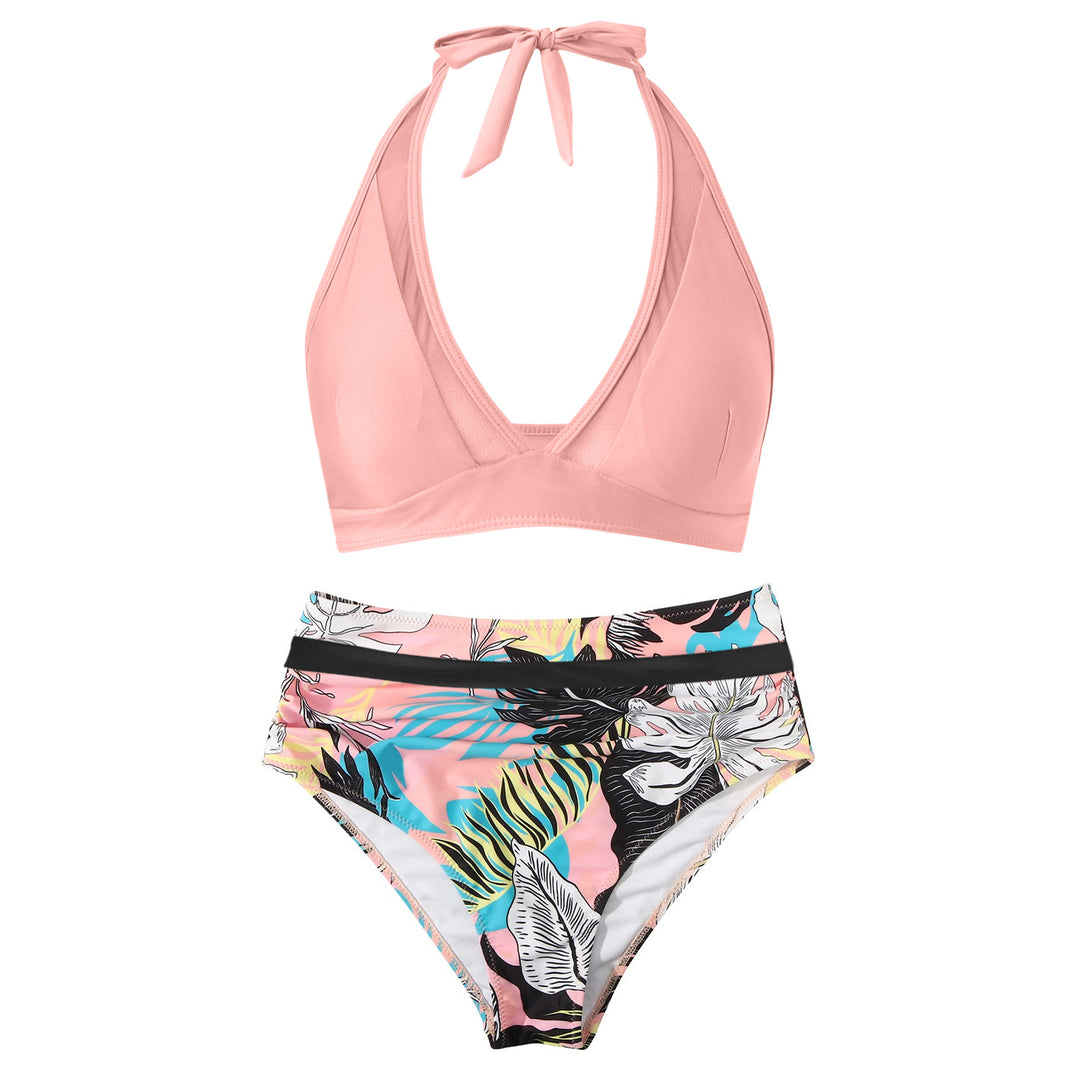 Women's High-Waisted Swimwear Set with Stylish Halter Top Mune Fashion