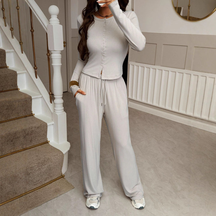 Women's nan cropped hoodie jacket with drawstring and high-cut palazzo pants Mune Fashion