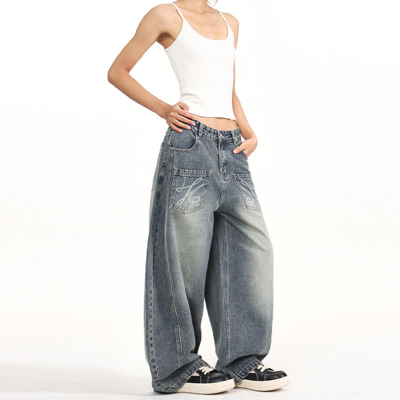 Women's extreme wide balloon jeans in palazzo cut with patch pockets Mune Fashion