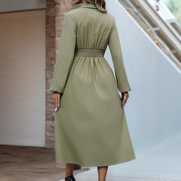 Women’s midi dress with button details and fitted silhouette Mune Fashion