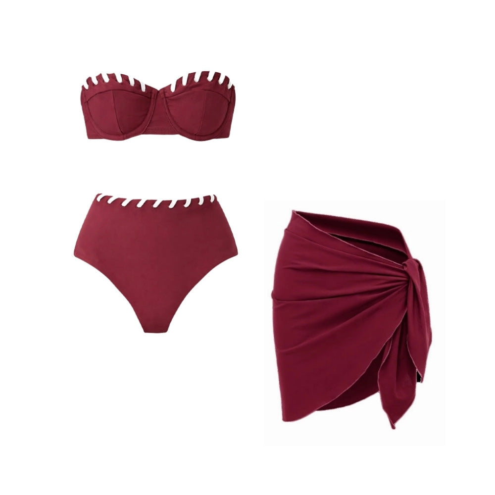 Women's bikini set with fashionable high-waist panties and overalls from Mune Fashion
