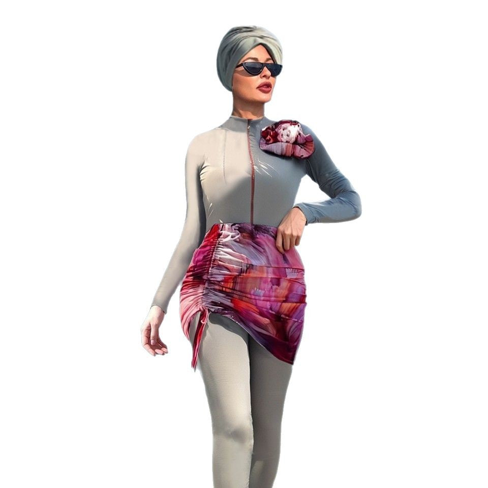 Ladies fashionable surf suit with decorative wrap skirt Mune Fashion