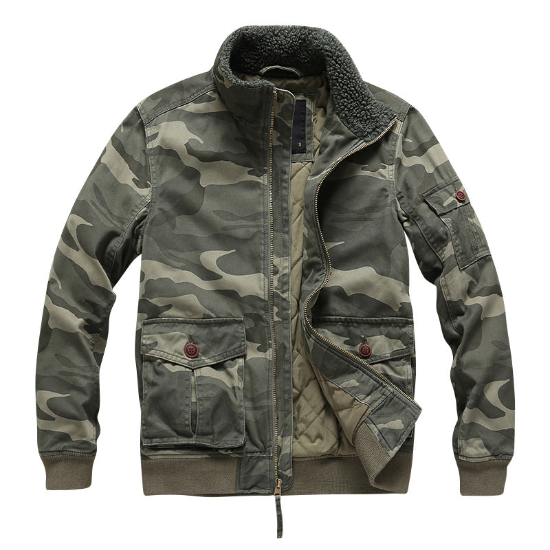 Men's Padded Utility Field Jacket with Teddy Collar and Multiple Pockets Mune Fashion