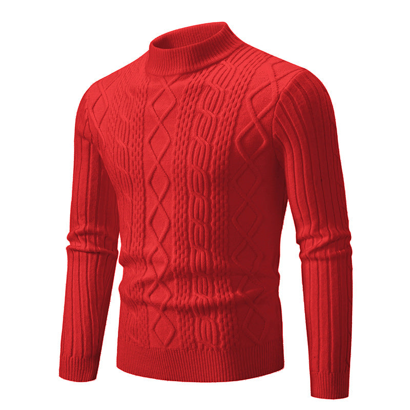 Men's ribbed cable knit turtleneck sweater Slim Fit Mune Fashion