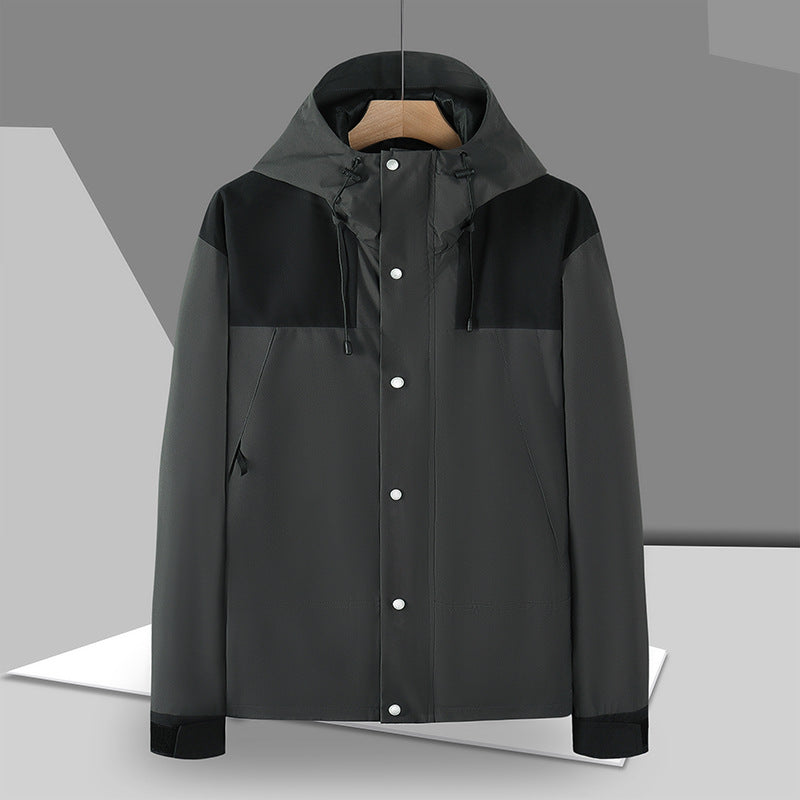 Men's Minimalistic Softshell Hoodie Jacket with Concealed Press Button Placket Mune Fashion