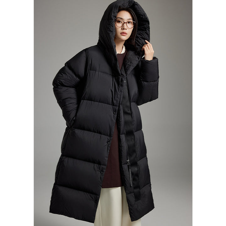 Women Long Quilted Down Parka with Hood and Thermal Insulation Mune Fashion