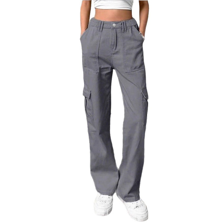 Women's wide cargo pants with high waist, patch flap pockets, and casual baggy fit Mune Fashion