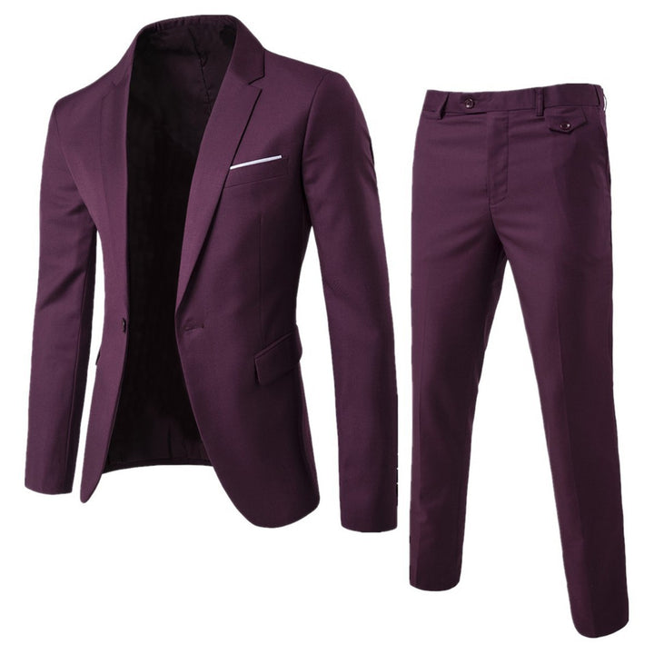 Men's Two-Piece Slim-Fit Suit Set with Tailored Blazer and Slim Suit Pants Mune Fashion