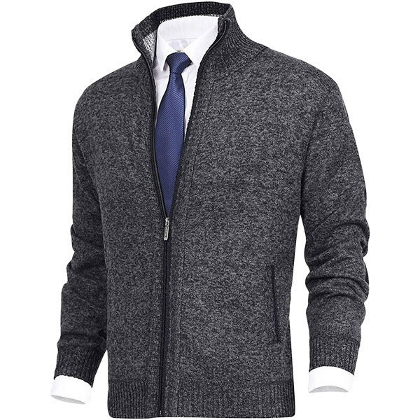 Men's knitted jacket with stand-up collar and concealed zipper Mune Fashion