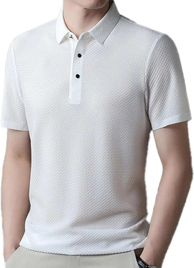 Men's structured short sleeve polo with pointed shirt collar and three-button placket Mune Fashion