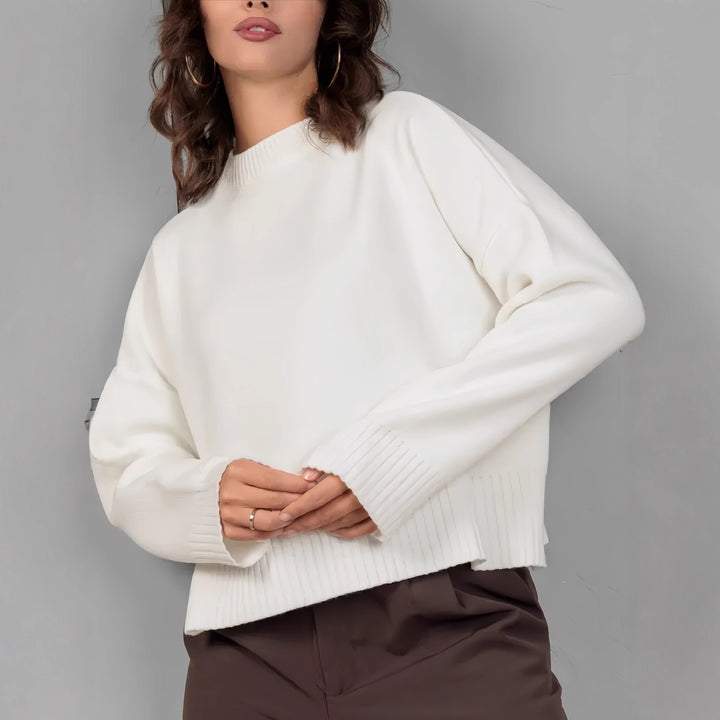 Women's Comfortable Knit Sweater with Round Neckline