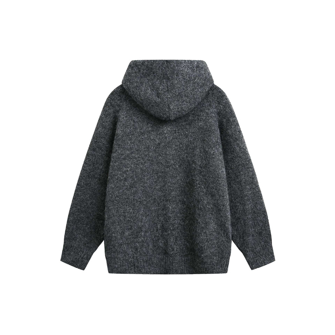 Women's Wool Blend Cape Cardigan with Hood, Button Placket and Raglan Sleeves Mune Fashion