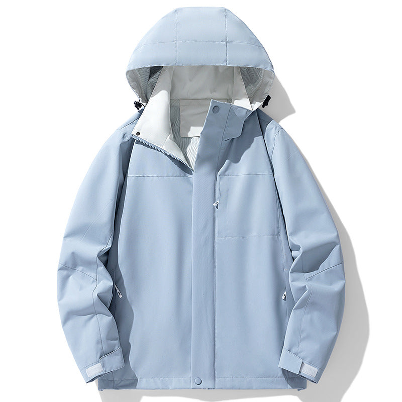 Men's three-layer water-repellent hooded outdoor jacket with mesh lining and concealed zipper Mune Fashion