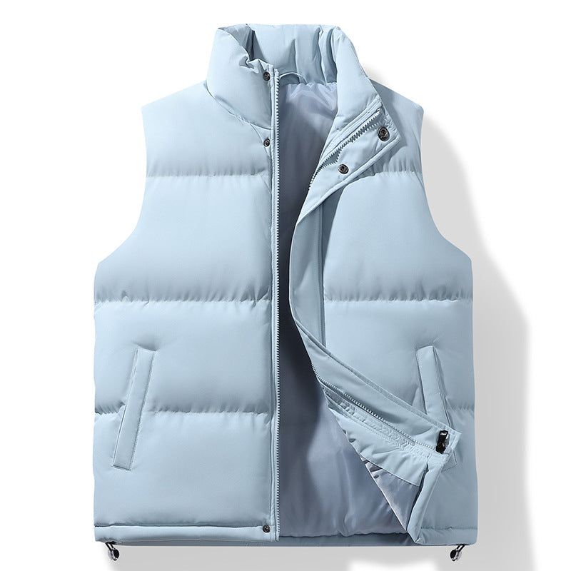 Men's Quilted Thermal Puffer Vest with High Stand Collar and Drawstring Hem Mune Fashion