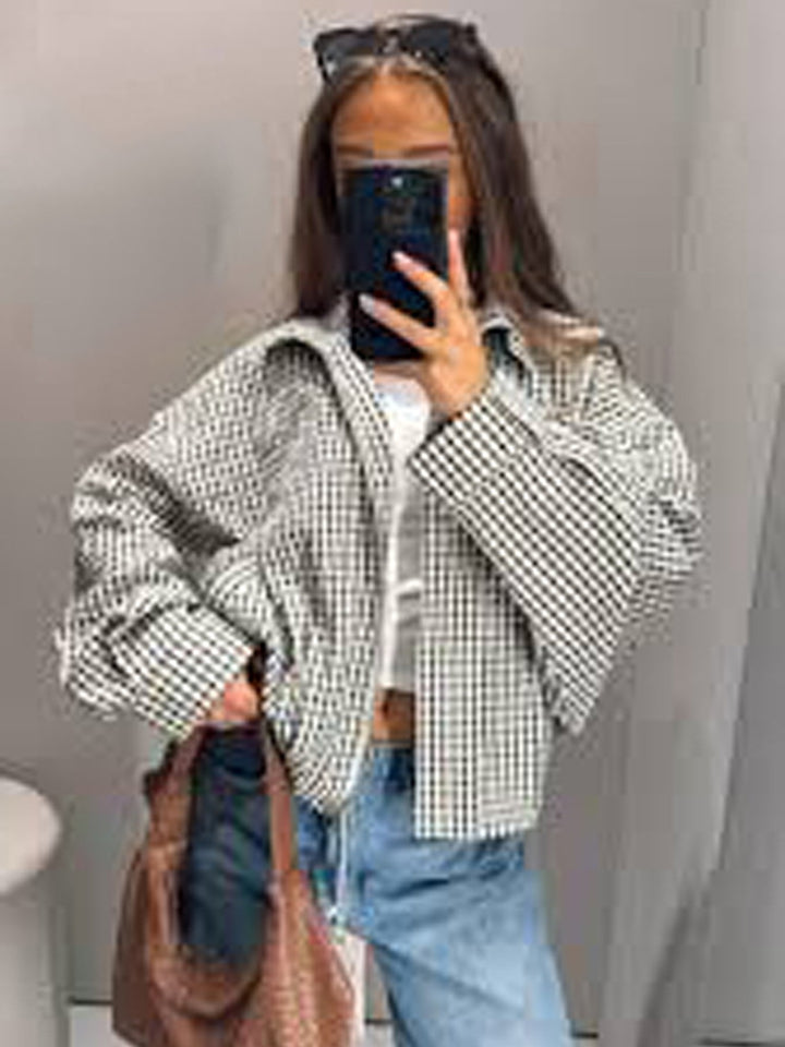 Ladies Oversized Check Shirt Jacket with Boxy Cut Mune Fashion