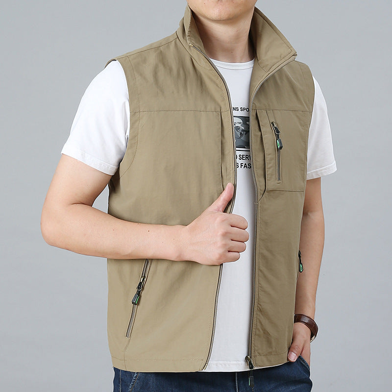 Men's Outdoor Utility Vest with Mesh Lining and Zipper Pockets Mune Fashion