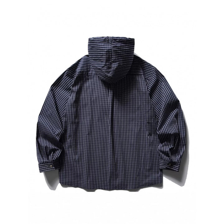 Unisex Loose-fitting hooded overshirt made of cotton blend with check pattern and breast pockets Mune Fashion