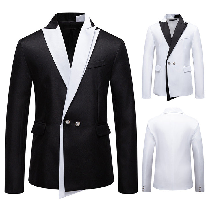 Men's Double-Breasted Tuxedo Jacket with Contrasting Shawl Collar Mune Fashion