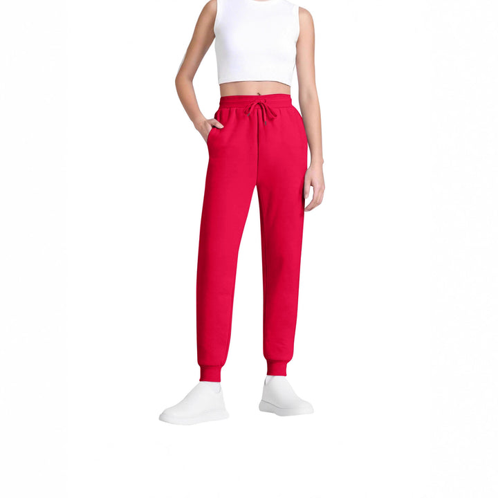 Women's slim high-waisted joggers with drawstring, side pockets, and cuffs Mune Fashion